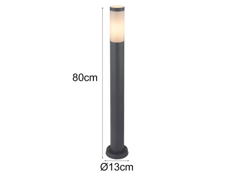 Wegeleuchte BOSTON aus Edelstahl in Anthrazit & Opal, Höhe 80cm