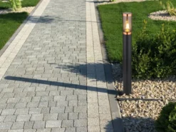 Wegeleuchte BOSTON aus Edelstahl in Schwarz & Kupfer, Höhe 80cm