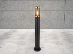 Wegeleuchte BOSTON aus Edelstahl in Schwarz & Kupfer, Höhe 80cm