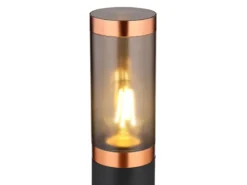 Wegeleuchte BOSTON aus Edelstahl in Schwarz & Kupfer, Höhe 80cm