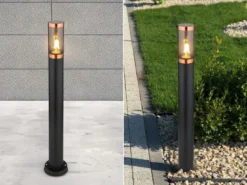 Wegeleuchte BOSTON aus Edelstahl in Schwarz & Kupfer, Höhe 80cm