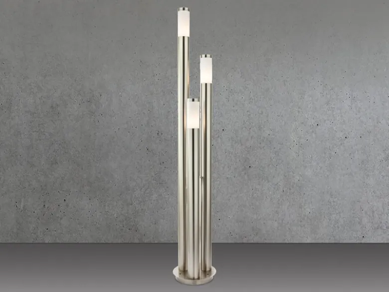 Wegeleuchte BOSTON 3-flammig aus Edelstahl in Silber, Höhe 170cm