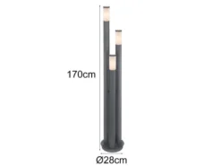 Wegeleuchte BOSTON 3-flammig aus Edelstahl in Anthrazit & Opal, Höhe 170cm