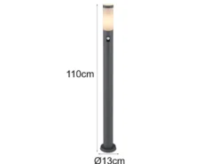Wegeleuchte BOSTON mit Bewegungsmelder in Anthrazit & Opal, Höhe 110cm