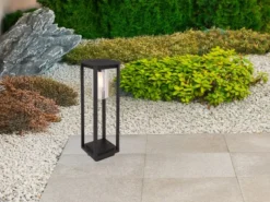 Wegeleuchte CANDELA Laterne aus Druckguss Aluminium in Schwarz, H: 50cm