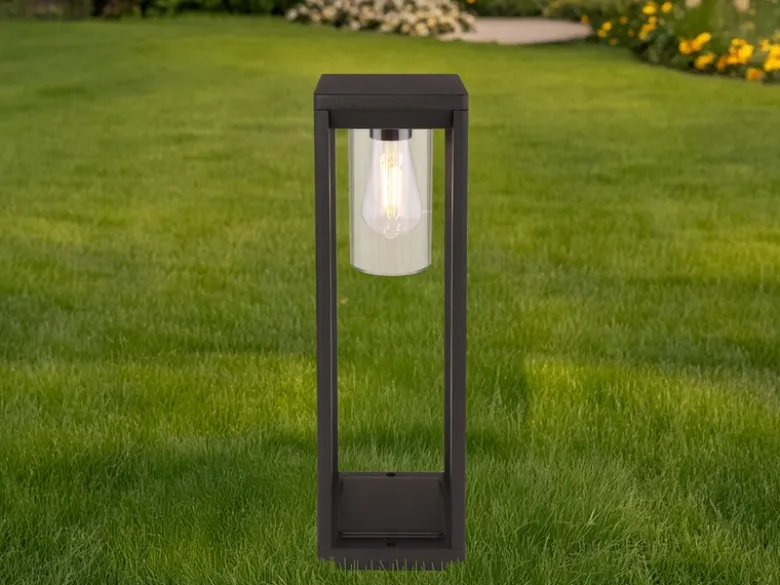 Wegeleuchte CANDELA Laterne aus Druckguss Aluminium in Schwarz, H: 50cm