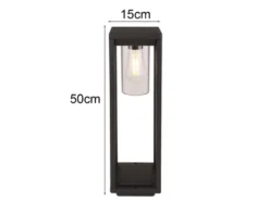 Wegeleuchte CANDELA Laterne aus Druckguss Aluminium in Schwarz, H: 50cm