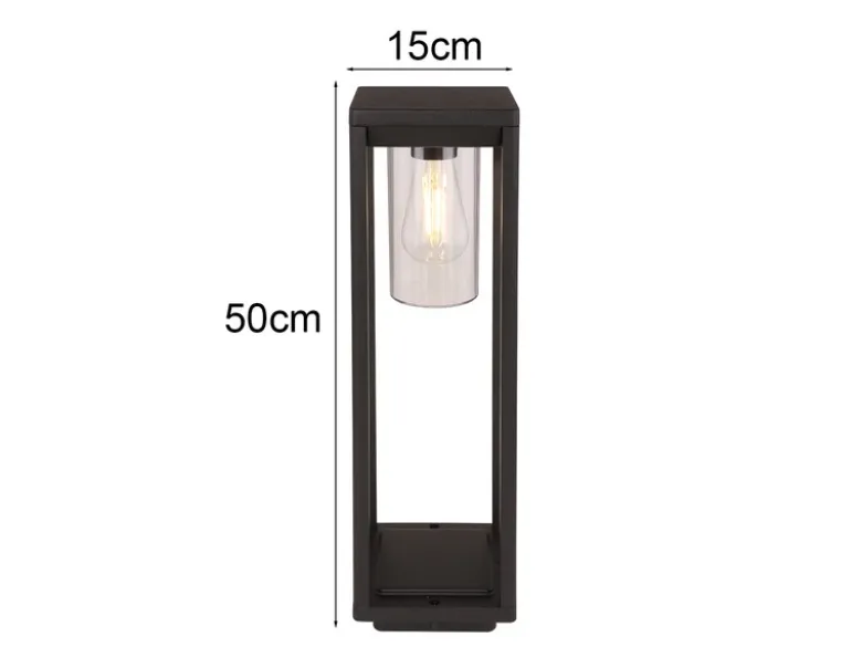 Wegeleuchte CANDELA Laterne aus Druckguss Aluminium in Schwarz, H: 50cm