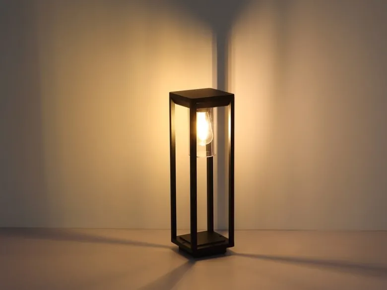 Wegeleuchte CANDELA Laterne aus Druckguss Aluminium in Schwarz, H: 50cm