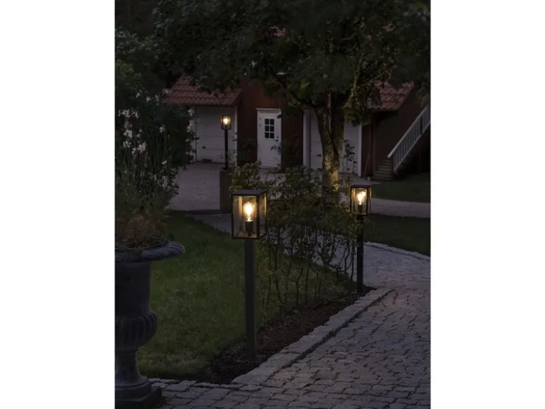 Wegeleuchte CARPI in Laternenoptik, Stahl Schwarz Höhe 100cm