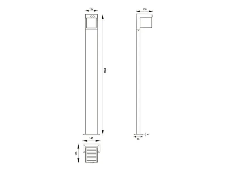 Wegeleuchte COLOMBO mit Solar und Strom, Hybrid mit Bewegungsmelder H: 100cm