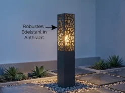 Wegeleuchte COOPER Edelstahl in Anthrazit mit Dekorstanzung, Höhe 60cm