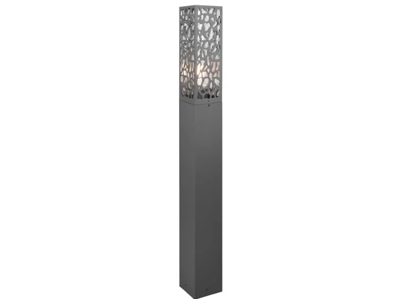 Wegeleuchte Edelstahl in Anthrazit mit E27 LED & Dekorstanzung, Höhe 100cm