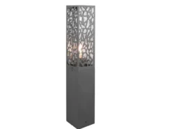 Wegeleuchte Edelstahl in Anthrazit mit E27 LED & Dekorstanzung, Höhe 60cm