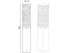 Wegeleuchte Edelstahl in Anthrazit mit E27 LED & Dekorstanzung, Höhe 60cm
