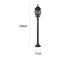 Wegeleuchte ELVO nostalgische Laterne, Aluminium Schwarz Höhe 100cm