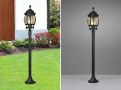 Wegeleuchte ELVO nostalgische Laterne, Aluminium Schwarz Höhe 100cm
