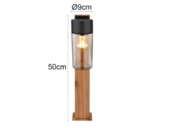 Wegeleuchte ETSI aus Edelstahl in Holzoptik mit rauchfarbigem Glas, Höhe 50cm