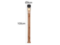 Wegeleuchte ETSI aus Edelstahl in Holzoptik mit rauchfarbigem Glas, Höhe 100cm