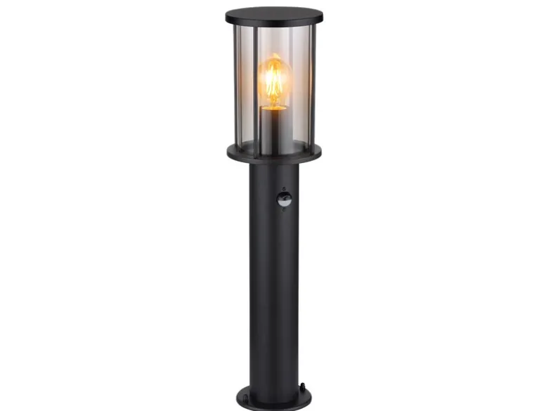Wegeleuchte GRACEY mit Bewegungsmelder aus Edelstahl mit Rauchglas, H: 60cm