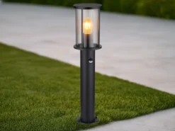 Wegeleuchte GRACEY mit Bewegungsmelder aus Edelstahl mit Rauchglas, H: 60cm