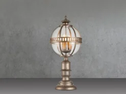Wegeleuchte HALLERON im Jugendstil mit Glaskugel, Bronze Höhe 70cm