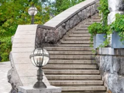 Wegeleuchte HALLERON im Jugendstil mit Glaskugel, Anthrazit Höhe 70cm