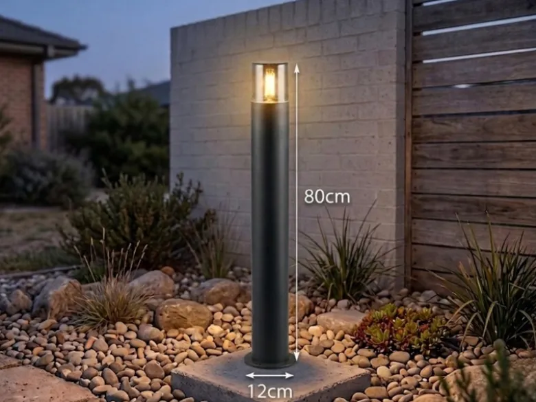 Wegeleuchte HOOSIC aus Aluminium in Schwarz & Rauchfarbig E27, Höhe 80cm