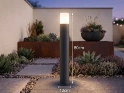 Wegeleuchte HOOSIC aus Aluminium in Anthrazit E27, Höhe 80cm