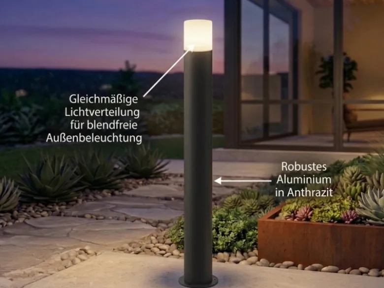 Wegeleuchte HOOSIC aus Aluminium in Anthrazit E27, Höhe 80cm