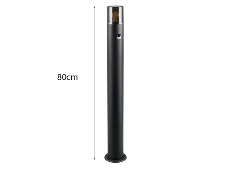 Wegeleuchte HOOSIC mit Bewegungsmelder Schwarz/Rauchfarbig, Höhe 80cm