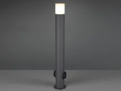 Wegeleuchte HOOSIC mit 2 Steckdosen, Aluminium Anthrazit E27, Höhe 80cm