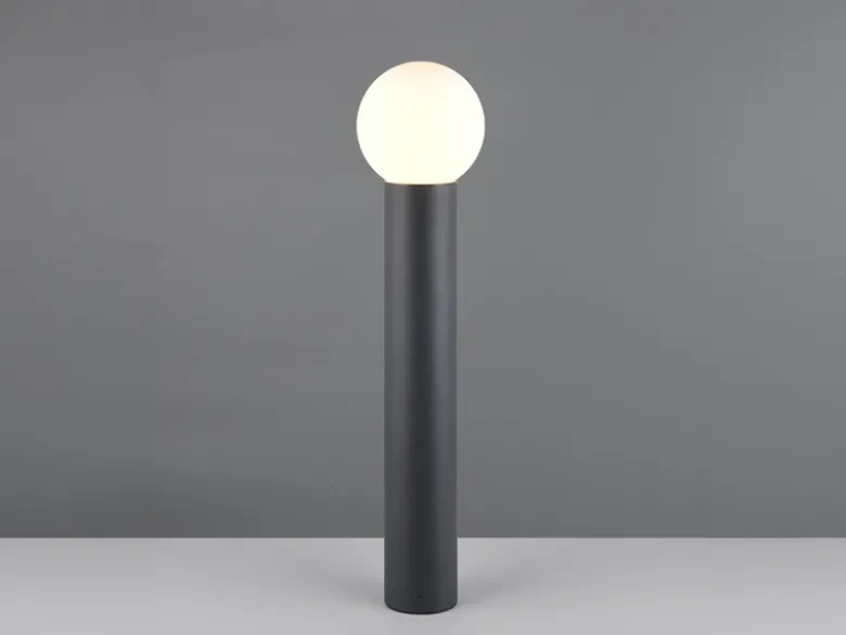 Wegeleuchte MURES aus Aluminium in Anthrazit mit Glaskugel, Höhe 80cm