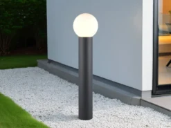 Wegeleuchte MURES aus Aluminium in Anthrazit mit Glaskugel, Höhe 80cm