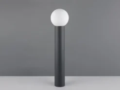 Wegeleuchte MURES aus Aluminium in Anthrazit mit Glaskugel, Höhe 80cm