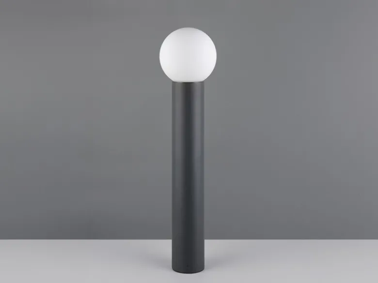 Wegeleuchte MURES aus Aluminium in Anthrazit mit Glaskugel, Höhe 80cm