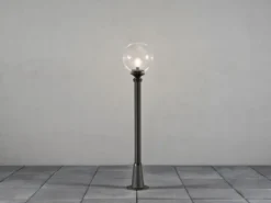 Wegeleuchte ORION Aluminium Schwarz mit Glaskugel, Höhe 118cm