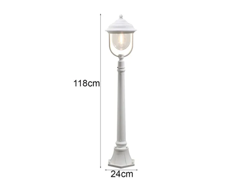 Wegeleuchte PARMA Gartenlaterne im Landhausstil, Weiß Höhe 118cm