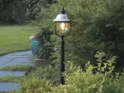 Wegeleuchte PARMA im Landhausstil, Schwarz-Silber, Höhe 125cm