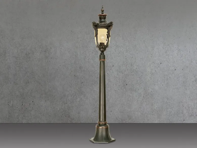 Wegeleuchte PHILADELPHIA Jugendstil mit Amberglas, Höhe 117cm