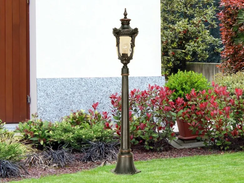 Wegeleuchte PHILADELPHIA Jugendstil mit Amberglas, Höhe 117cm