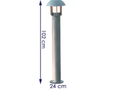 Wegeleuchte / Pollerleuchte HEIMDAL, Höhe 102 cm, Alu silber / Glas opal, E27