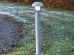 Wegeleuchte / Pollerleuchte HEIMDAL, Höhe 102 cm, Alu silber / Glas opal, E27