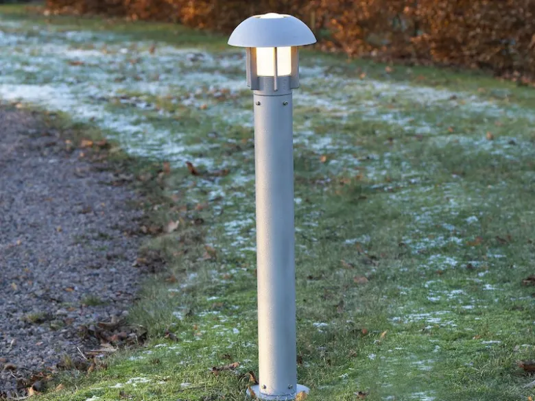 Wegeleuchte / Pollerleuchte HEIMDAL, Höhe 102 cm, Alu silber / Glas opal, E27