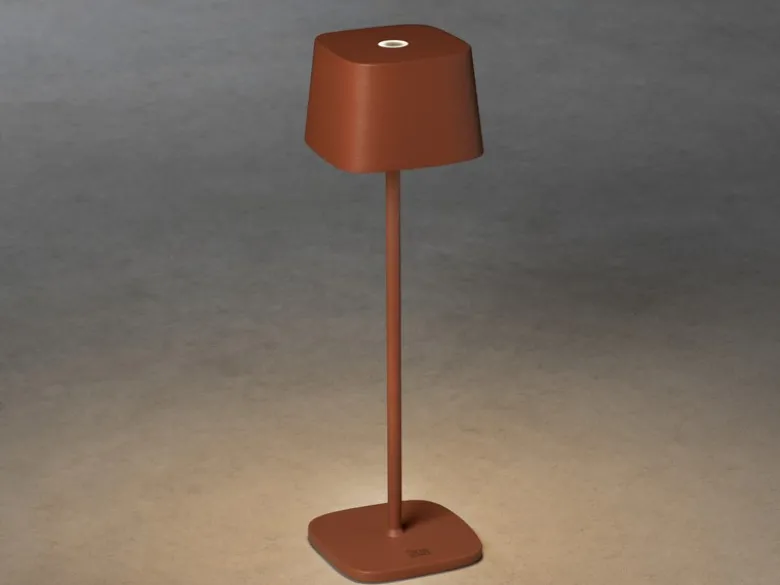 Wiederaufladbare Akku LED Outdoor Tischleuchte CAPRI dimmbar in Braun, Höhe 36cm