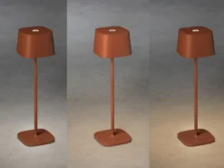 Wiederaufladbare Akku LED Outdoor Tischleuchte CAPRI dimmbar in Braun, Höhe 36cm