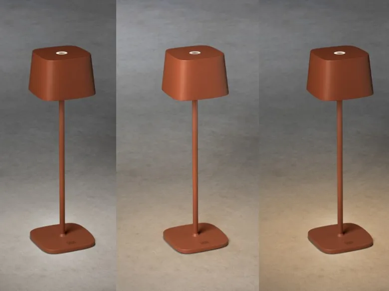 Wiederaufladbare Akku LED Outdoor Tischleuchte CAPRI dimmbar in Braun, Höhe 36cm