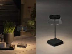 Wiederaufladbare LED Outdoor Akku Tischleuchte SCILLA dimmbar Schwarz, Höhe 27cm