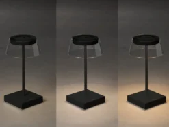 Wiederaufladbare LED Outdoor Akku Tischleuchte SCILLA dimmbar Schwarz, Höhe 27cm