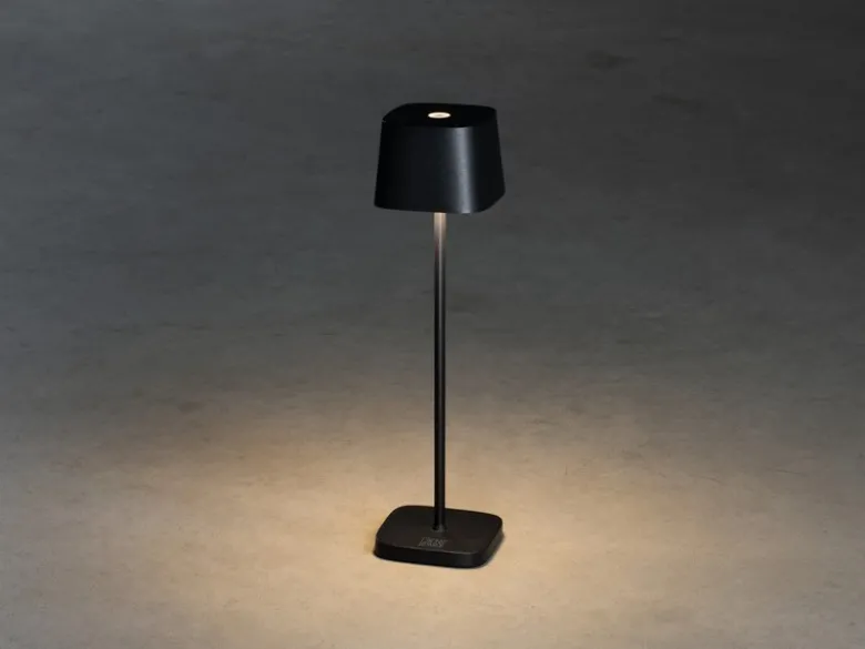 Wiederaufladbare LED Outdoor Tischleuchte CAPRI dimmbar in Schwarz, Höhe 25cm